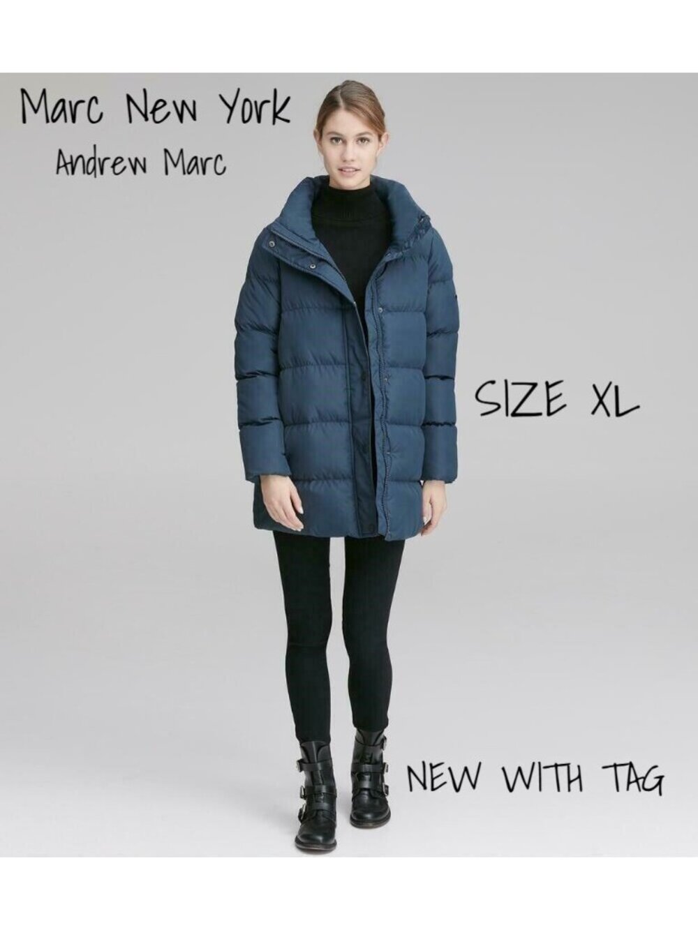 Andrew Marc Marc New York Women's XL Mid-Length Blue Puffer Coat - New with Tags
